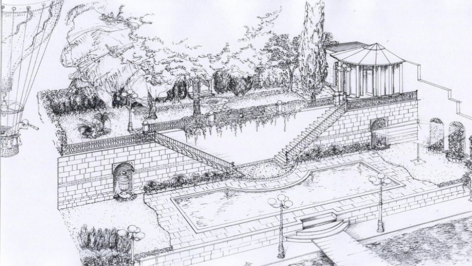 Sketch progetto per villa sul Bosforo, Istanbul, Turkey